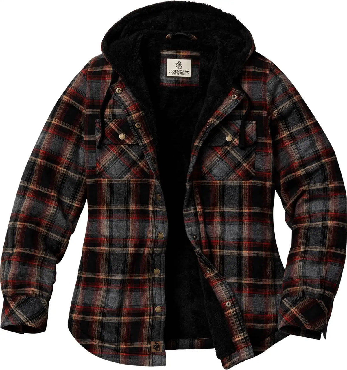 Women's Snap Front Open Country Sherpa Lined Hooded Shirt Jacket