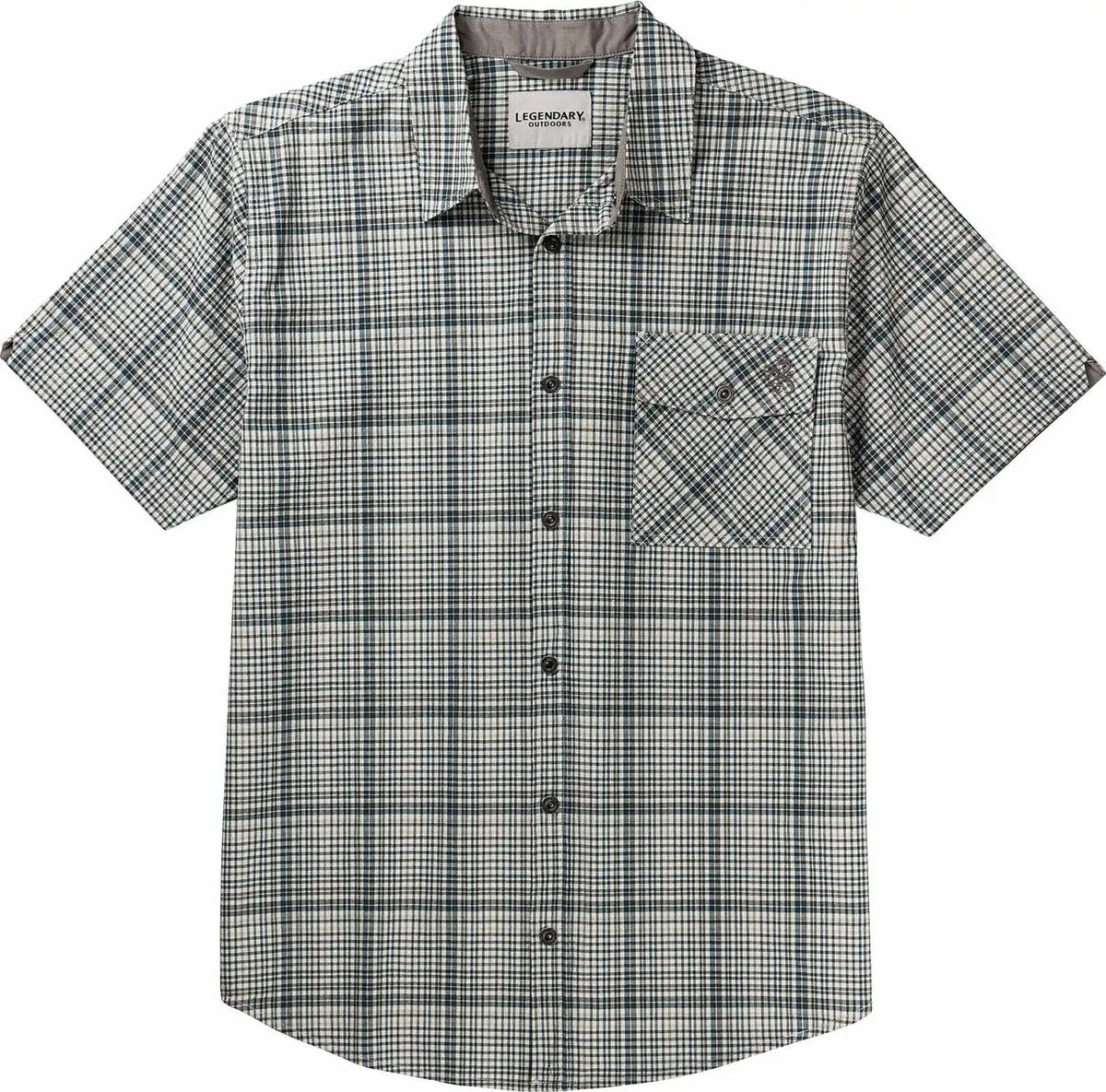 Men’s Textured Stretch Woven Plaid Short Sleeve Shirt