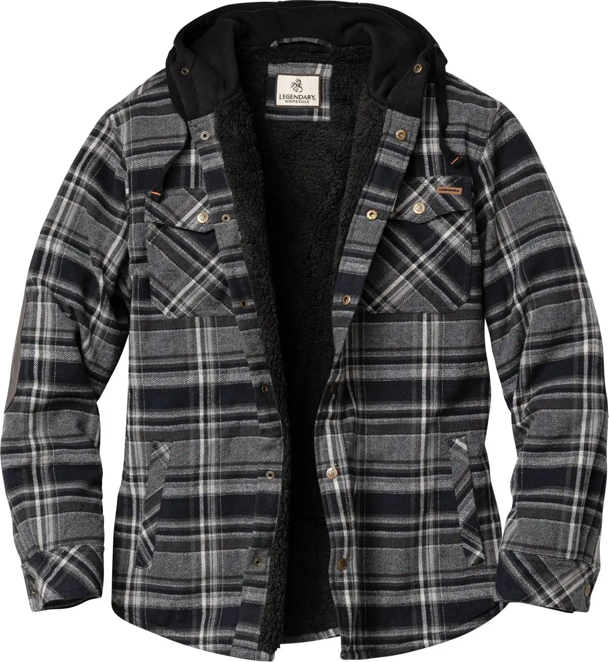 Men's Camp Night Berber Lined Hooded Flannel Shirt Jacket
